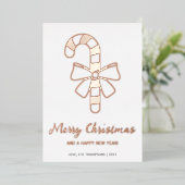 Festief snoepriet met een boog kerstfeest folie feestdagenkaart (Staand Voorkant)