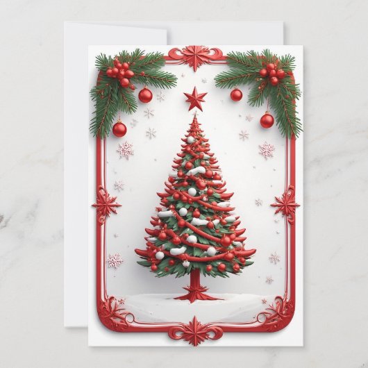 Festief versierde kerstboom kaart (Voorkant)