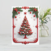 Festief versierde kerstboom kaart (Staand voorkant)