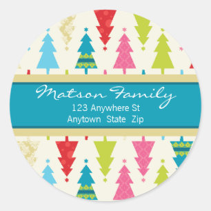 FESTIEVE ADRESETIKETTEN : : patternedxmastree 1P Ronde Sticker