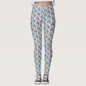 Festieve blauwe kerst-rehkrans leggings (Voorkant)