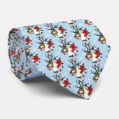 Festieve blauwe kerst-rehkrans stropdas (Opgerold)