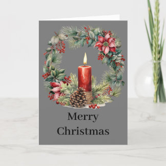 Festieve Bloemengloed | Kerstbloemen en Kaars Feestdagen Kaart