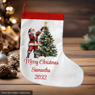 Festieve Chic Kerstman Rood Wit Landelijke Feestda Grote Kerstsok