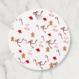 Festieve Coquette Lint Ronde Kerstcadeautags Bedankjes Labels