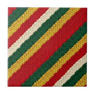 Festieve gestreepte brei in rood, groen, goud, crè tegeltje