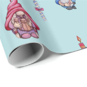 Festieve gnomen, kaarsen, sterren cadeaupapier (Rol Hoek)