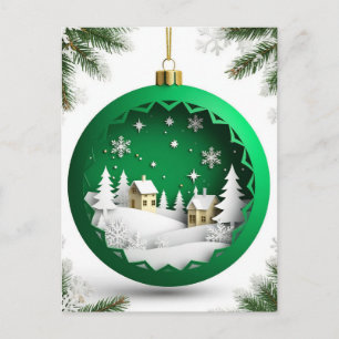 ❄️ Festieve Groene Versiering Winter Glans 🎄 Snee Feestdagenkaart