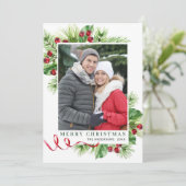 Festieve Kerstbes Kerstgroet 2 Foto Feestdagenkaart (Staand voorkant)