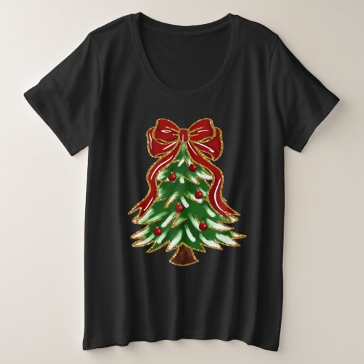 Festieve Kerstboom en Strik T-Shirt (Design voorkant)
