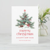 Festieve Kerstboom Rode Retro Typografie  Kaart (Staand voorkant)