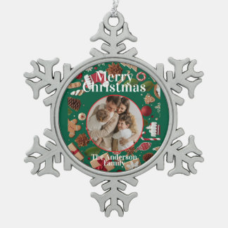 Festieve Kerstsneeuwvlok Omlijst Ornament