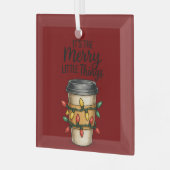 Festieve Koffiekop Kerststicker Glas Ornament (Voorkant links)