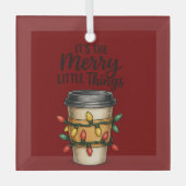 Festieve Koffiekop Kerststicker Glas Ornament (Voorkant)