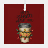Festieve Koffiekop Kerststicker Glas Ornament (Achterkant)