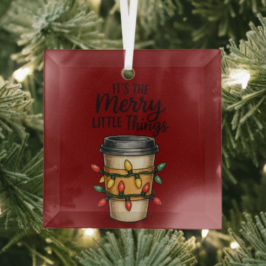 Festieve Koffiekop Kerststicker Glas Ornament (Insitu)