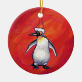 Festieve koppen en spijkers Penguin Keramisch Ornament (Voorkant)