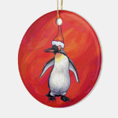 Festieve koppen en spijkers Penguin Keramisch Ornament (Links)