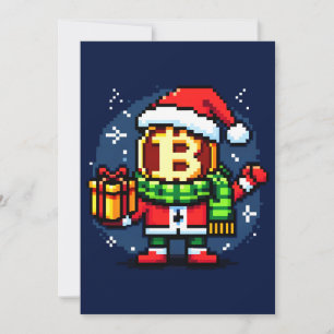 Festieve Muntman Grappige Pixel Art Kerstontwerp Feestdagenkaart
