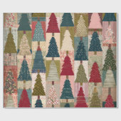 Festieve Patchwork Kerstboompatroon (3) Cadeaupapier (Vlak)