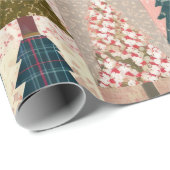 Festieve Patchwork Kerstboompatroon (3) Cadeaupapier (Rol Hoek)