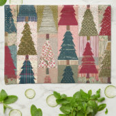 Festieve Patchwork Kerstboompatroon (3) Theedoek (Gevouwen)