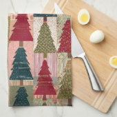 Festieve Patchwork Kerstboompatroon (3) Theedoek (Quarter Fold)