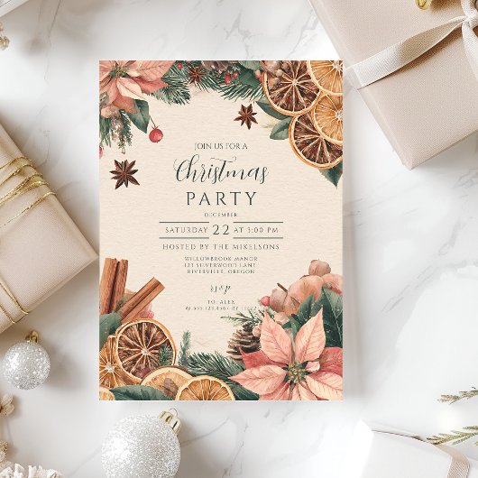 Festieve Poinsettia Citrus Kaart