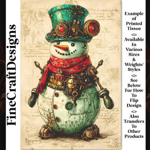 Festieve Sneeuwman Steampunk Sfeer BL1 Decoupage Tissuepapier