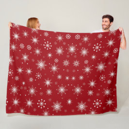 Festieve Sneeuwvlokdeken in Levendig Rood Fleece Deken
