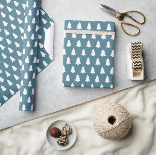 Festieve Storm Blauwe Witte Kerstboom patroon Cadeaupapier