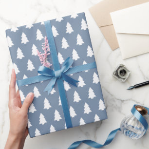 Festieve vintage blauwe kerstboom patroon cadeaupapier