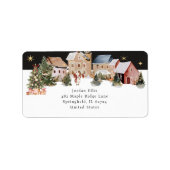 Festieve Waterverf Kerst Scène Labels (Voorkant)