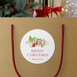 Festieve Waterverf met Hulstbessen Ronde Sticker