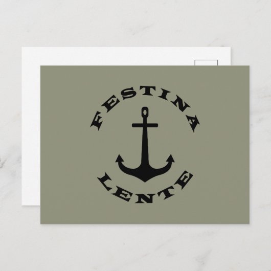 Festina lente briefkaart (Voorkant / Achterkant)