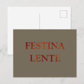 Festina lente briefkaart (Voorkant / Achterkant)