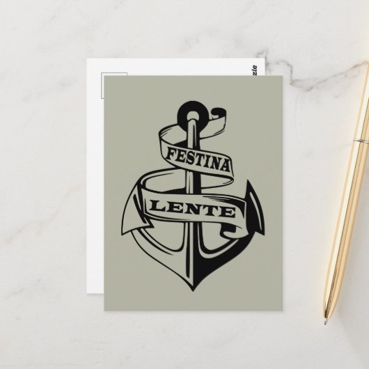 Festina lente briefkaart (Voorkant / Achterkant in situ)