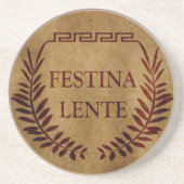 festina lente , latijns - zinsnede zandsteen onderzetter (Voorkant)