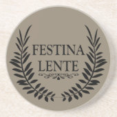 festina lente , latijns - zinsnede zandsteen onderzetter (Voorkant)