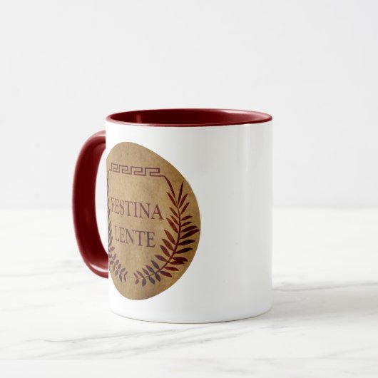 Festina lente mok (Voorkant links)