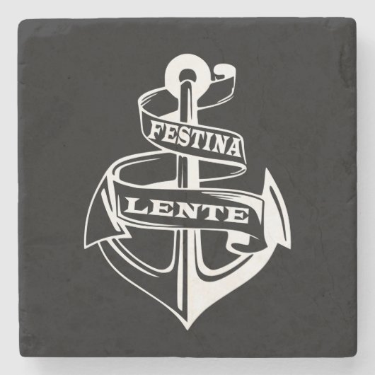 Festina lente stenen onderzetter (Voorkant)