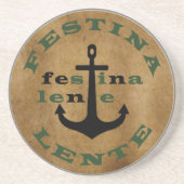 Festina lente zandsteen onderzetter (Voorkant)