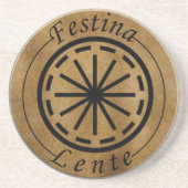 Festina lente zandsteen onderzetter (Voorkant)