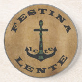 Festina lente zandsteen onderzetter (Voorkant)