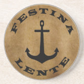 Festina lente zandsteen onderzetter (Voorkant)