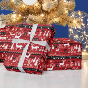 Festisch kerstlelijk gevelgevel geventileerd patro cadeaupapier