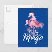 Festisch kerstroze flamingo feestdagenkaart (Voorkant / Achterkant)