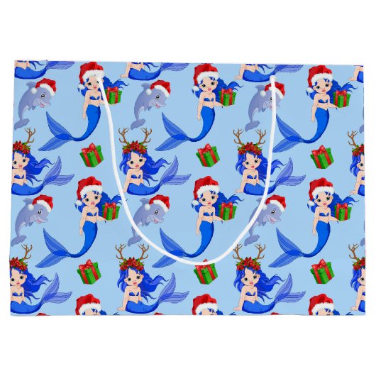 Festisch kerstzeemierdolfijnpatroon groot cadeauzakje (Achterkant)