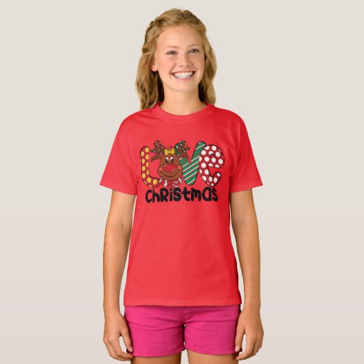 Festische kerstmeisjes rendieren t-shirt (Voorkant volledig)