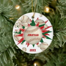 festische rode groene honkbal softball blowout keramisch ornament
